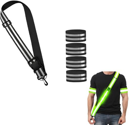 Reflektoren Kleidung Set Reflektor Gürtel Verstellbar Reflektorband Anhänger Hosenklammer Fahrrad Reflektoren Joggen Wandern Reflektoren Kinder Sicherheit Armband Damen Herren Geschenk (Schwarz)