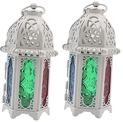 Cabilock Eisen-kerzenlaternen 2er-Set Sturmlaterne Aus Glas Kerzenhalter Für Dekoration Hochzeitsfeier