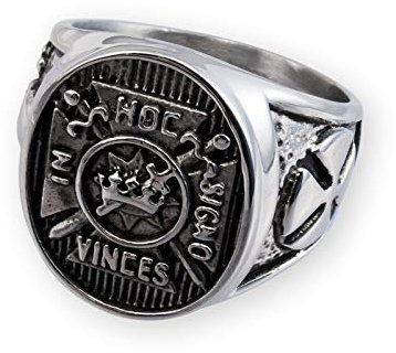 Fly Style Freimaurer/Templer Siegel-Ring für Herren aus Edelstahl, Ring Grösse:24.2 mm