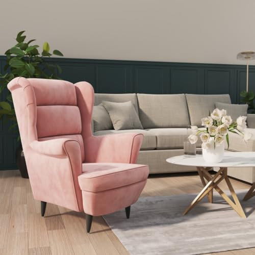 ULUYYUC Sessel, Armchair Living Room Ohrensessel Schlafsessel Wohnzimmer Sessel Geeignet für Schlafzimmer Arbeitszimmer Speisesaal Gesellschaftsraum Rosa Samt