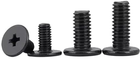 Foyoram Tornillos de cabeza de oblea M2 x 3 mm con ranura en cruz, 100 unidades, negro, acero inoxidable, tornillo de cabeza plana con ranura en cruz y cabeza grande (M2 x 3 mm, 100)