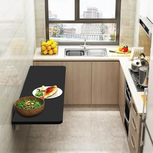 HUOLE Esstisch, Wandklapptisch, Wandtisch, klappbar, skandinavisch, multifunktional, schwebender Klapptisch, MDF,Tischplatte klappbarer Esstisch, 60 * 30 * 1,6 cm – schwarz