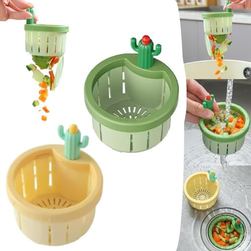 ZB Lot de 2 passoires de vidange pour évier de cuisine en forme de cactus - Panier de vidange automatique - Multifonction - Utilisation domestique