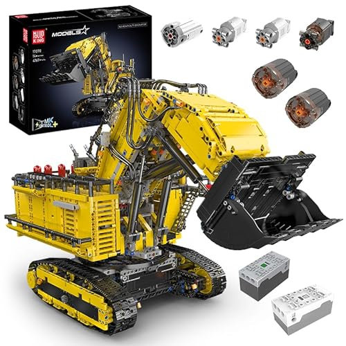 Mould King 17070 Technik Bagger Bausteine für Liebherr R 9800 Bergbau Raupenbagger MOC Schwerlastkran RH400 Technologie Fahrzeug Klemmbausteine Bausatz (4767 Teile)