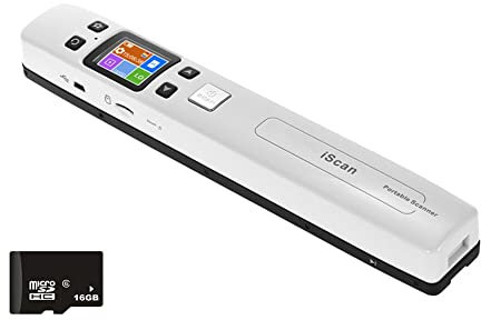Scanner portable, scanner avec carte SD 16 Go, scanner portable for documents A4, images, textes, reçus, for numérisation à plat, jusqu'à 1050 DPI