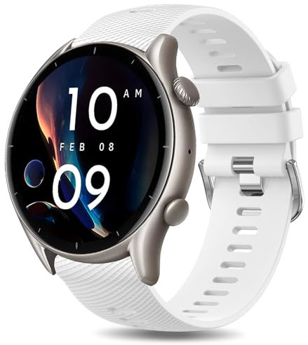 Yisica Correa Compatible con Amazfit GTR 4/3 Pro/2/2e/47mm/Stratos 3/2, 22mm Pulsera de Repuesto Silicona para Hombre Mujer (22MM, Blanco)