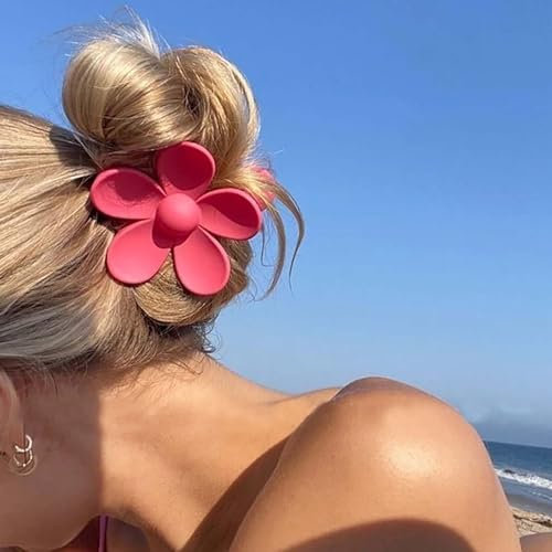 Cybche Flor Grande Pinzas Para El Cabello Flor Grande Pinza Para El Cabello Acrílico Caramelo Enorme Pinza De Garra Lindo Rosa Flor Pelo Headclip Mate Accesorios Para El Cabello De Flores Para Las