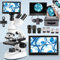 Microscopio Trinocular, Microscopio óPtico Laboratorio 40x-5000x, Microscopio De EnseñAnza Para Estudiantes,Ocular ElectróNico Conectado A Computadora,Puede Combinar Con Una Pantalla 7,White