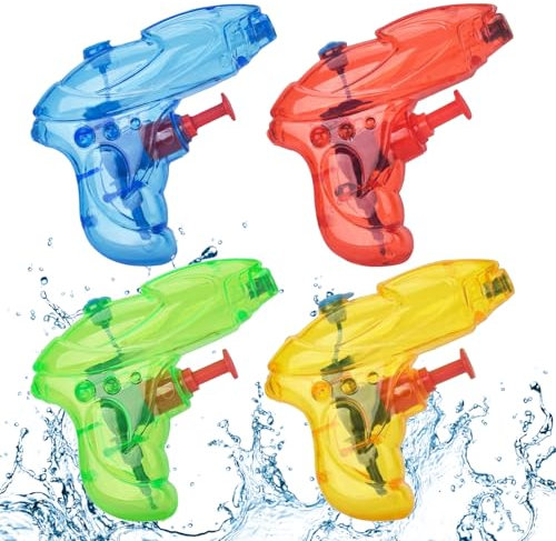 Wasserpistole Klein,4 Stück Wasserspritzpistolen,Spritzpistole,Wasserpistole Spielzeug Set,Spritzpistole Wasser,Water Blaster Spielzeug,Mini Wasserpistolen,Sommer Spielzeug Garten Pool für Kinder