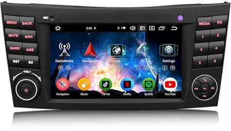 7 Zoll Qualcomm 8-Kern 8GB+128GB Android 14 Autoradio mit GPS Navigation für Mercedes Benz W211 E Klasse W219 CLS Klasse Kabelloses CarPlay Android Auto Bluetooth 5.1 WiFi 4G DSP DAB+ OBD2 USB FM RDS