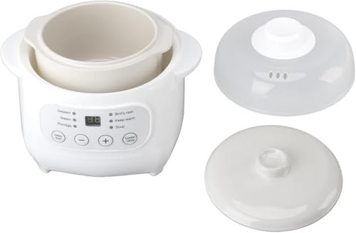 Tissting Slow Cooker, 1L Electric Stew Pot Ceramic 220V 200W Small Liner Versatile Pot with 6 Cooking Modes Timer Reservation Warm Keeping, Kitchen Food Steamer for Porridge Rice Soup