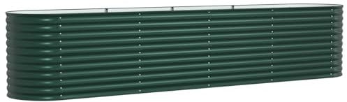 vidaXL Grün Metallpflanzgefäß für außen, ovale Form, großes Gartenbeet, langlebiger verzinkter Stahl, modernes Design, perfekt für Frühlings- und Sommerpflanzung.