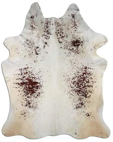Livorio Premium Kuhfell Teppich - L211 x B170 cm - braun weiß Salt&Pepper - einmaliges Naturprodukt aus Südamerika | Rinderfell | Echtfell | Salt & Pepper Brown & White | K348