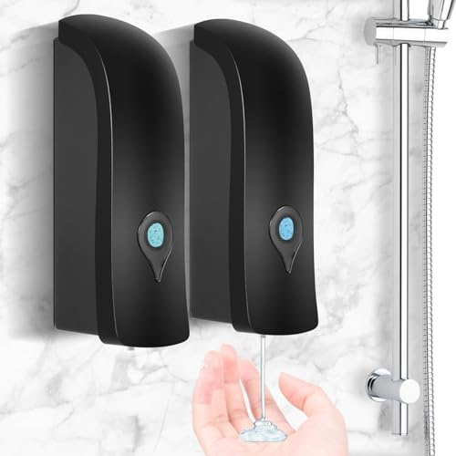 Seifenspender Wandbefestigung 300ml, 2 Stücke Seifenspender Wandmontage, Soap Dispenser Ohne Bohren, Manueller Spülmittelspender für Dusche, Seifenspender für Shampoo, Händedesinfektionsmittel
