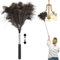Ostrich Feather Dusters, Ostrich Feather Duster Extendable for Cleaning High Ceilings, Lights, Cupboards, Doorways with Stainless Steel Handle(Length 43-115cm)