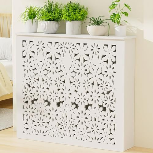 WAMJ AQDY Cache-Radiateurs, Cache-Radiateur Moderne à Lattes, Étagère Décorative, Armoire de Protection Ventilée pour la Maison et Le Bureau(70x70x20 cm)