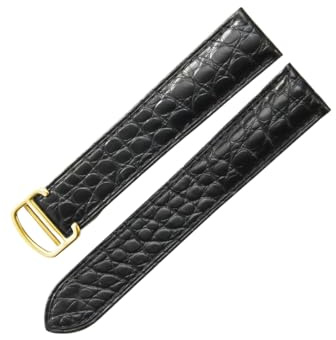 ROUREOX 22mm Alligator Lederband für Cartier Tank Solo | Alligator-Muster Faltschließe Ersatzarmband Premium Echtleder Casual Dress Herren