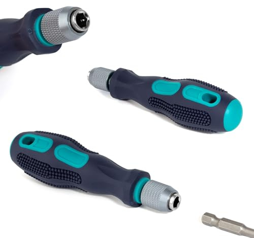 1/4 Inch Hex Screwdriver Bit Holder Handle with Quick Release, Self-Locking Non-Slip Grip, Ergonomic Design, 12.6cm Length, Carbon Steel and S2 Alloy