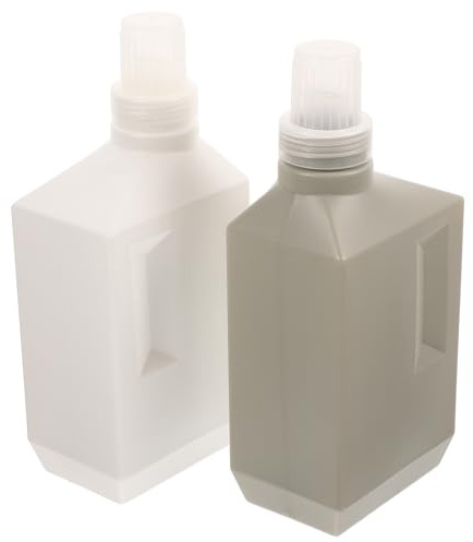 Abaodam Lot de 2 Bouteilles de Lessive Vides 1000 Ml en Pe, Flacons Rechargeables Transparents pour Savonnette Liquide, Gel et Shampooing, Distributeurs Étanches pour Usage Domestique