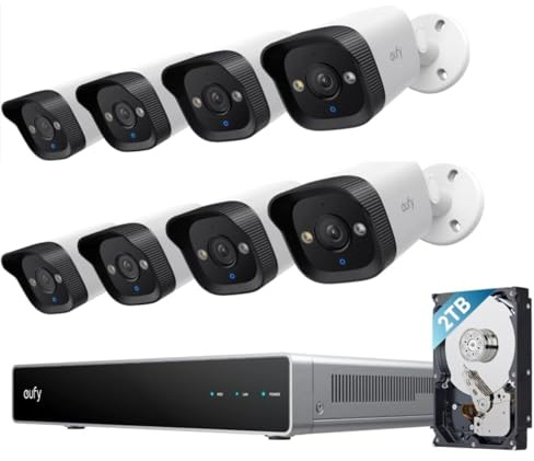 eufy PoE NVR Security System E40, Überwachungskamera Außen, Farbnachtsicht | 4× 4K 8MP Bullet-Kameras, KI-Erkennung, 2TB HDD, PoE IP-Kamera, verkabelte Außenkameras, 122° Weitwinkel, smarte Videosuche