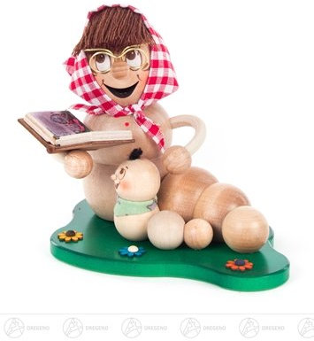 Rudolphs Schatzkiste Räuchermann Wurm Oma ROSI mit Enkel Breite x Höhe x Tiefe 15 cmx13 cmx10 cm NEU Erzgebirge Rauchmann Räucherfigur