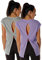 icyzone Damen Sport Top Fitness Yoga Shirt Rückenfrei Sommer Leichte Gym Top Sportshirt, 2er Pack (L, Grey/Lavender)
