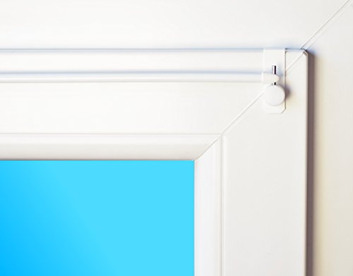 Dekondo Gardinenstange Easy, weiß, ausziehbar, inkl. Fensterhaken, Klemmbereich 15-20mm, Befestigung oben oder seitlich am Fenster (15-20mm Fensterdicke) (80-100cm)