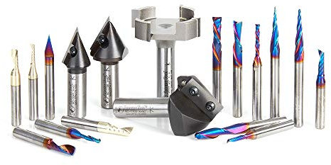 Amana Tool AMS-222 18-Pc Ultimate Signmaking CNC Router Bit Collection, 1/4 & 1/2 Inch Shank