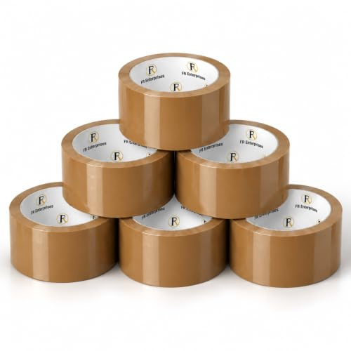 Brown Heavy Duty Packing Tape 48mm x 66m Strong Adhesive Parcel & Packaging Tape, FSC Certified Shipping Tape for Cardboard Boxes, Postage, Moving House, Storage & Warehouse Use | Pack of 6