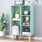 IOTXY Bücherregal aus Holz, offenes Regal, 3-stöckig, bodenstehend, mit Beinen, 5 Würfeln, freistehendes Bücherregal, Tiffany-Grün