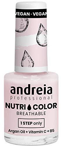 Andreia Professional NutriColor Breathable Nail Polish - Vegan and Cruelty-Free DIY Nail Art Nail Polish with Long Lasting Gloss Finish Colour NC27 Pinky White 10.5ml
