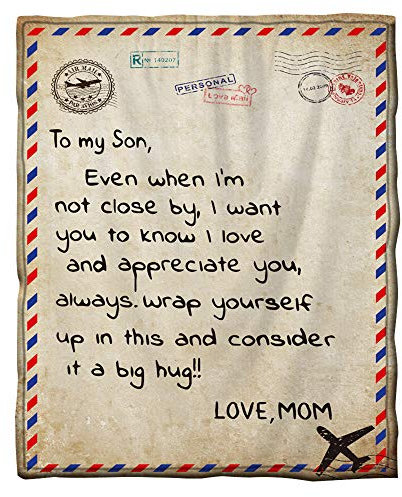 Bedruckte Fleecedecke mit Aufschrift To My Son Letter, für Vater und Mutter
