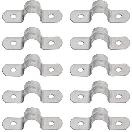 Aopin 10 mm starre Rohrklemme, 2 Löcher, U-Klammer, Rohrband, Spannschellen 201 Edelstahl, für Rohrbefestigung, Silber, 10 Stück