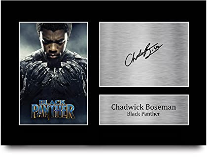 HWC Trading A4 Chadwick Boseman Black Panther Geschenke Gedruckt, Signiert Autogramm Bild Für Film-Erinnerungsstücke-Fans - A4 Eingerahmt