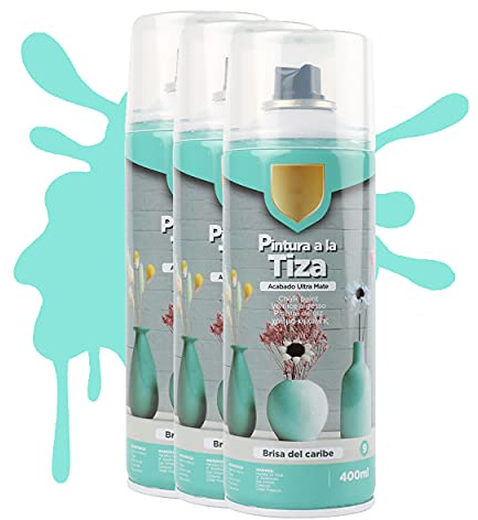 H HANSEL HOME Pintura Spray a la Tiza Color Pastel Acabado Ultra Mate - Brisas del Caribe 400ml x 3