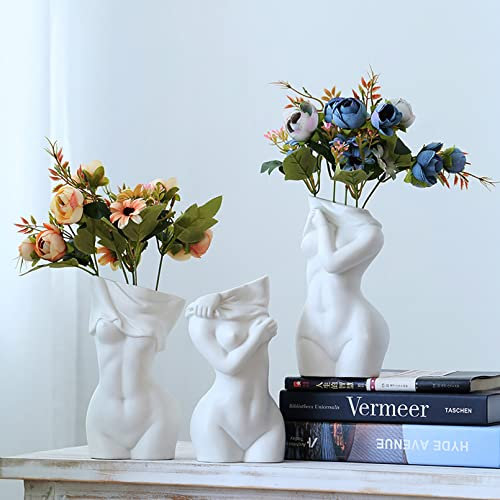 Cutfouwe 3er Set Vasen Deko Weibliche Form Vase Körper Keramik Vase Butt Vase Boho Vase Frauenkörper Blumenvase Kleine Vasen Set Geschenk für Freunde und Familie Weihnachten Wohnkultur,3 pcs