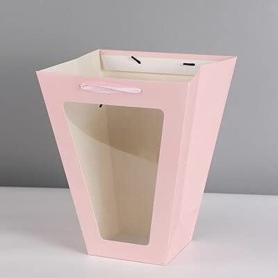 12pcs T-Shaped Square Flower Bag, Plant Tote Bag, Gift Bag, trapezoidal Rose Flower Bonsai Bag (B,M 26x24x11cm)