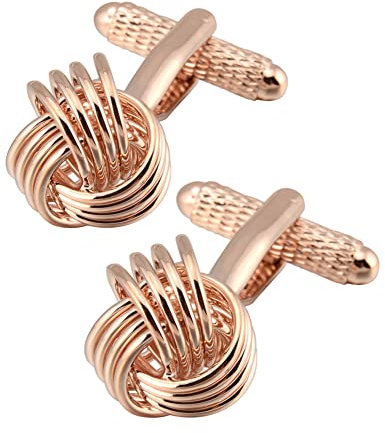 Jonwo Classique Noeud Torsadé Boutons de Manchettes Homme en Coffret Cadeau Femme Men Cufflinks Bijoux pour Mariage Affaires Chemise Robe Cadeau Anniversaire (Rose Gold)