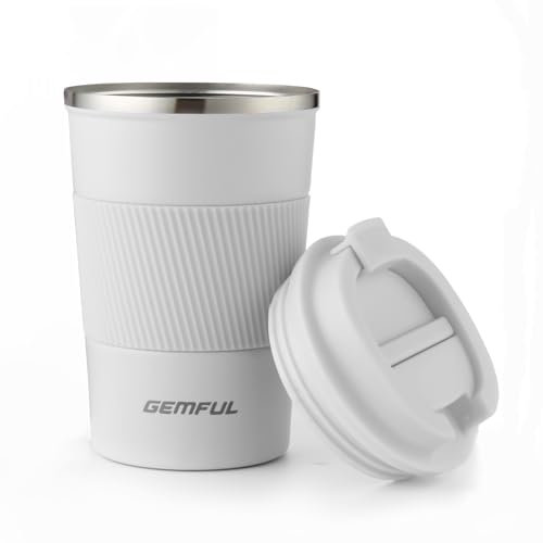 GEMFUL Kaffee to go Becher 380ml Doppelwandiger Isolierbecher Auslaufsicherer Thermobecher Heiß und Kalt Halten