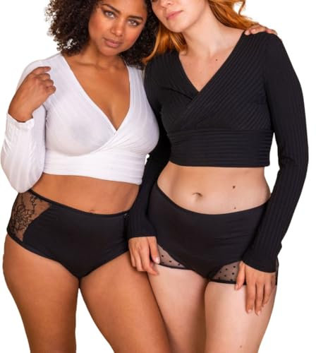 Oséclore 2er-Pack Periodenslips Mit Hohem Bund - Ultra Saugfähig - Starke Blutung - Menstruation - Blasenschwäche - Waschbar und Wiederverwendbar - Bio-Baumwolle Oeko-TEX - (Pack Soft - XL)