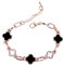 QKEPCY Vierblättriges Kleeblatt Armband für Damen fünf Blumen Verstellbar Armkettchen inimalistischer Damenschmuck bringt Glück und Hoffnung Geschenke für Frauen und Mädchen (Schwarz)