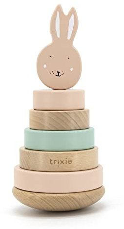 Trixie - Tour à Empiler en Bois Certifié FSC - Jouet d'apprentissage de la Motricité Dès 1 an - Mrs. Rabbit (Lapin)