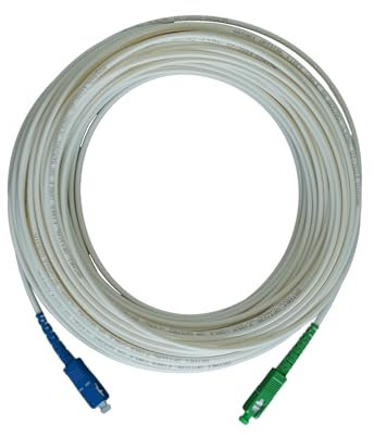 Câble Fibre Optique Freebox - 20m - Renforcée avec Blindage Kevlar - Rallonge/Jarretiere Fibre Optique - SC APC vers SC UPC - Garantie 10 Ans