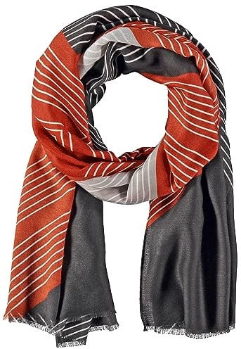 Gerry Weber Damen Maxi-Schal mit Streifenmuster Maxi-Schal mit Streifenmuster Schal gemustert, gestreift Grau/Braun Gemustert 99