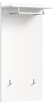 Newroom Wandpaneel weiß Hochglanz Garderobenpaneel Modern Elegant - 55x114x28 cm (BxHxT) - Wandgarderobe Garderobe - [Prenix.six] Flur Diele