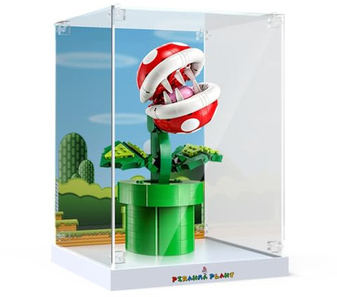 cooldac Acryl Vitrine kompatibel mit Lego 71426 Super Mario Piranha-Pflanze Set, Staubdicht Transparent Universal Vitrine Kompatibel mit Lego Super Mario Piranha Pflanze(Das Modell Nicht Enthalten)