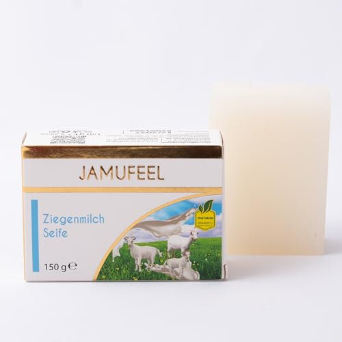Jamufeel • Ziegenmilch Kernseife für das Gesicht • 150g • Sanfte Reinigung & Mildes Peeling • Ohne Gentechnik • Frei von Allergenen