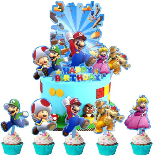 Mario Tortendeko, Pack of 7 Tortendeko Mario, Mario Kuchen Deko, Mario Torte Deko, Mario Cake Topper, Mario Cake Decoration, Mario Birthday Decoration, Mario Birthday Party Supplies