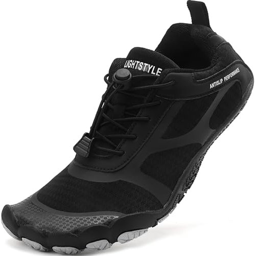 Sixspace Badeschuhe Herren Damen Barfußschuhe Wasserschuhe Strandschuhe Fitnessschuhe Sport Traillaufschuhe BarfussSchuhe Atmungsaktive rutschfeste Aquaschuhe(Schwarz,42 EU)