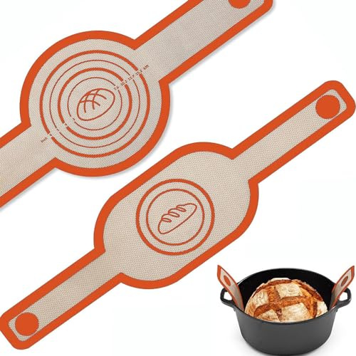 Silikon Brotschlinge, 2 Stück Ovales + Rundes Brotmatte, Antihaftbeschichtete Backmatte für Dutch Oven, Leicht zu Reinigen, Wiederverwendbare